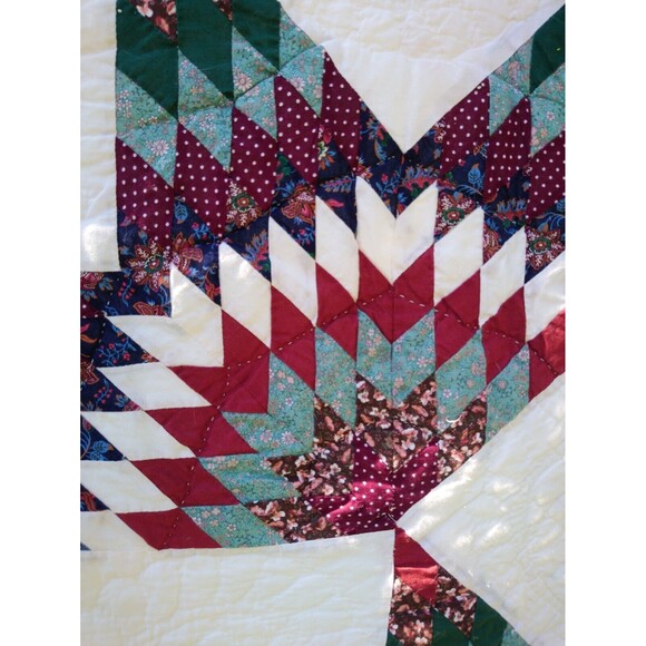 VTG Quilt Hand Stitched Handmade Bedspread 77" X 75" Full Queen - Picture 2 of 10